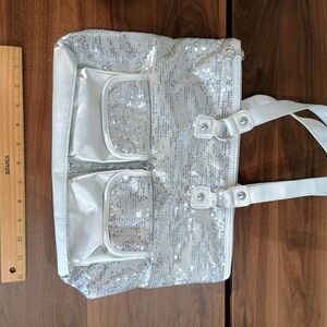 Glamorous Silver Sequin Shoulder Bag